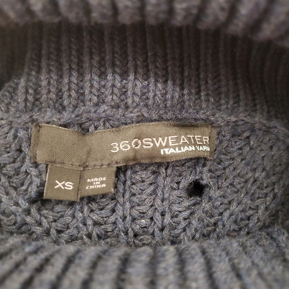 NEW 360 Swester Italian Yarn Navy Blue Chunky Knit Turtleneck Sweater - Picture 5 of 6